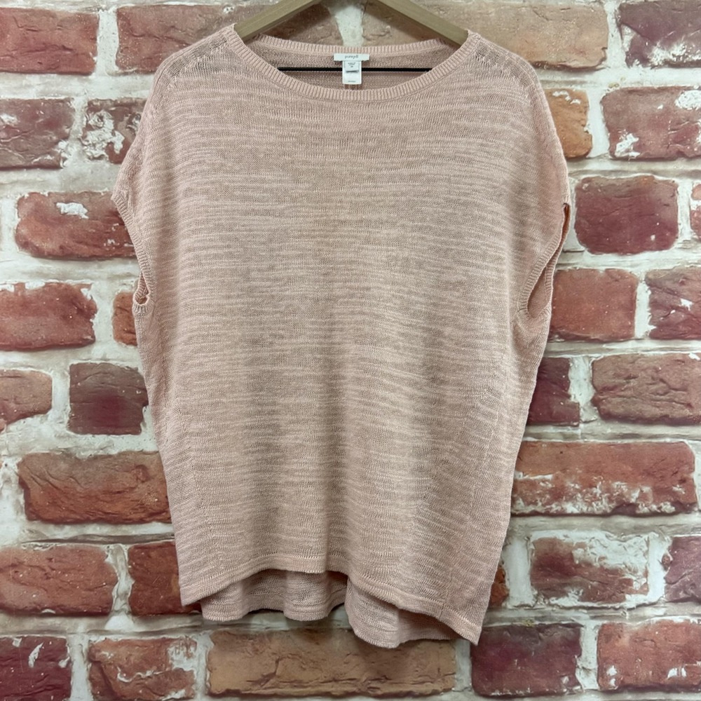 J Jill PureJill Sweater Women's XS Pink Linen Blend Slubbed Basic Casual Knit